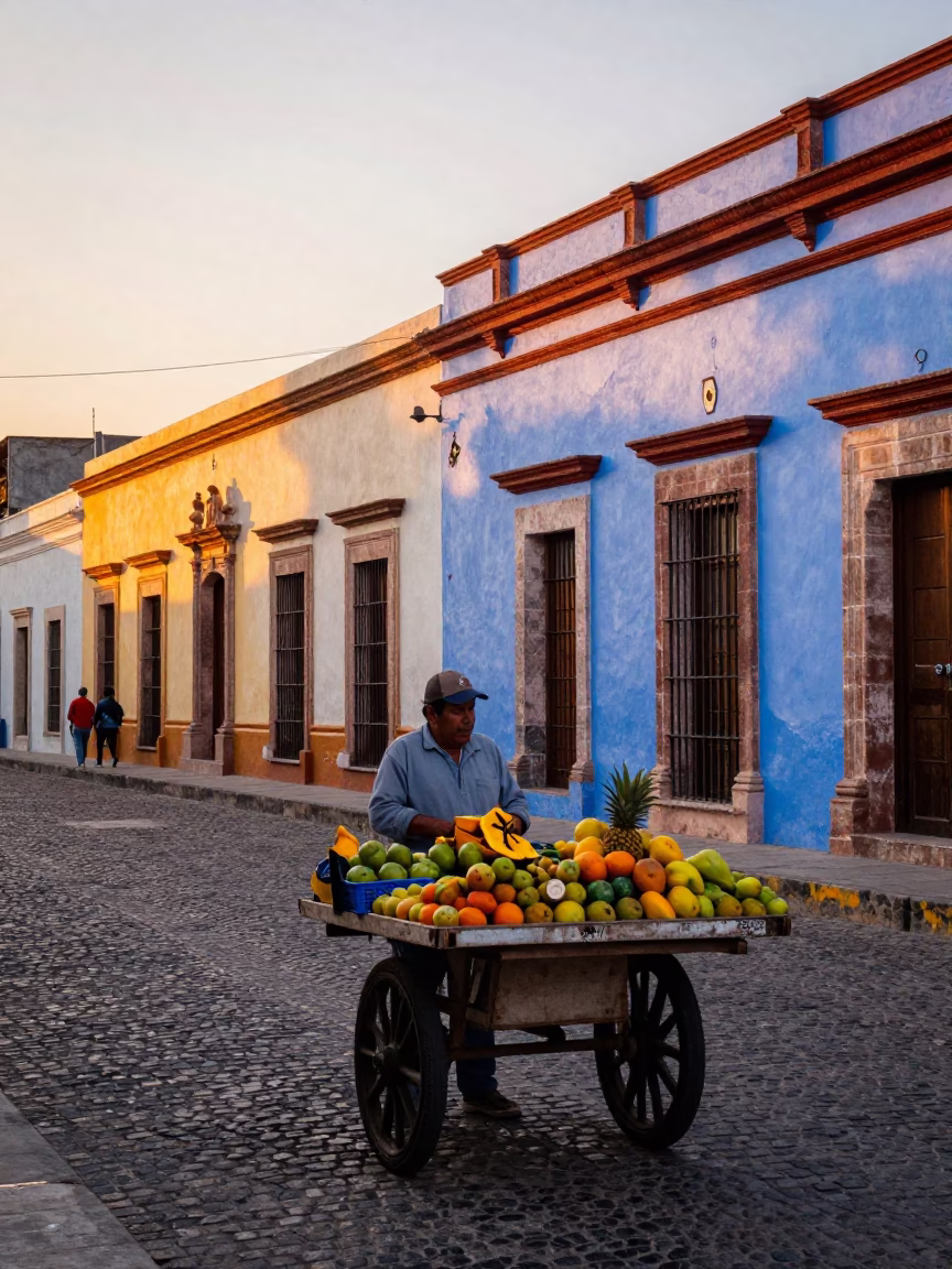 Golden Hour on Street Scene in Merida in in Merida, Mexico