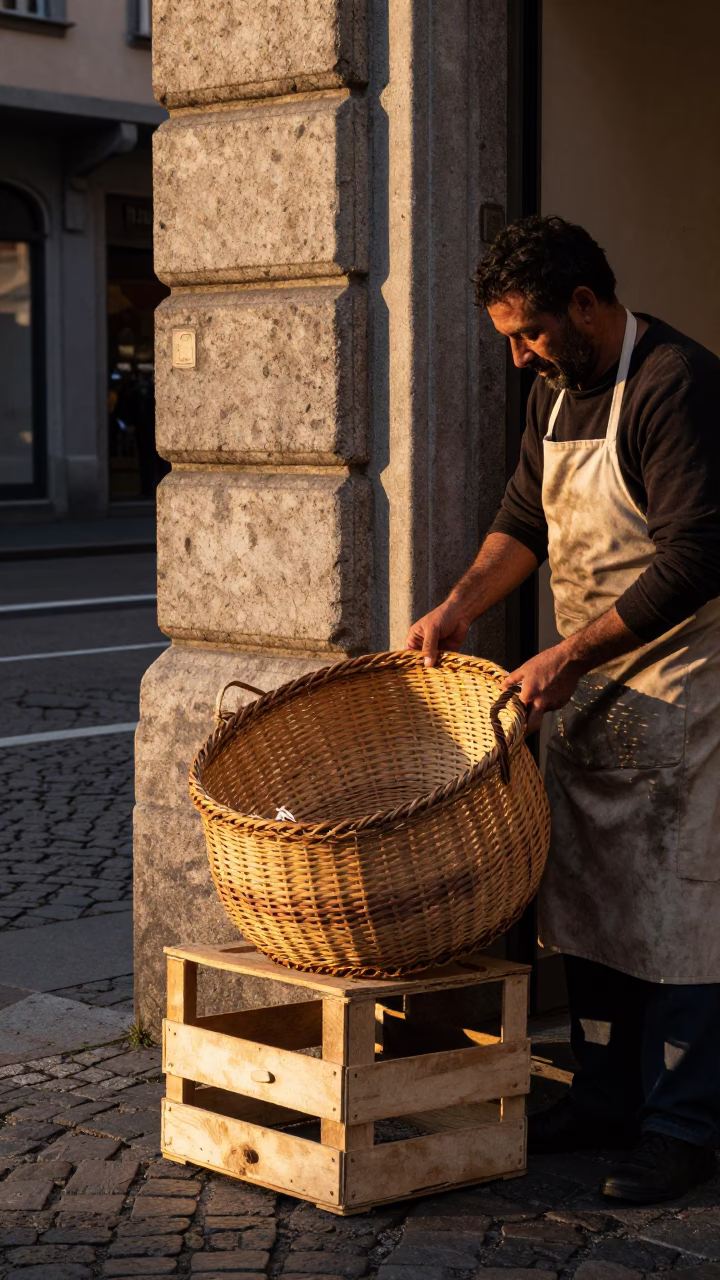 Golden Hour on Street Scene in Milan in in Milan, Italy