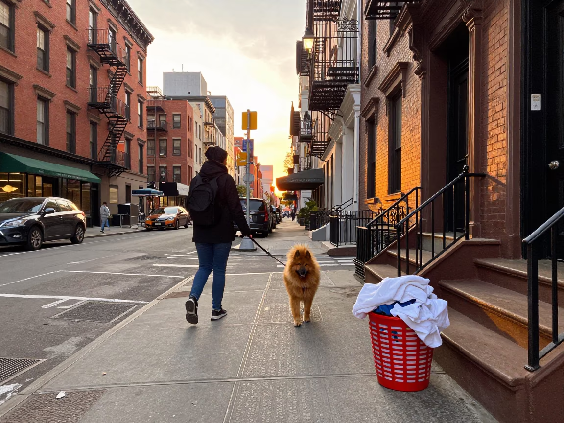 Golden Hour on Street Scene in New York in in New York, New York, United States