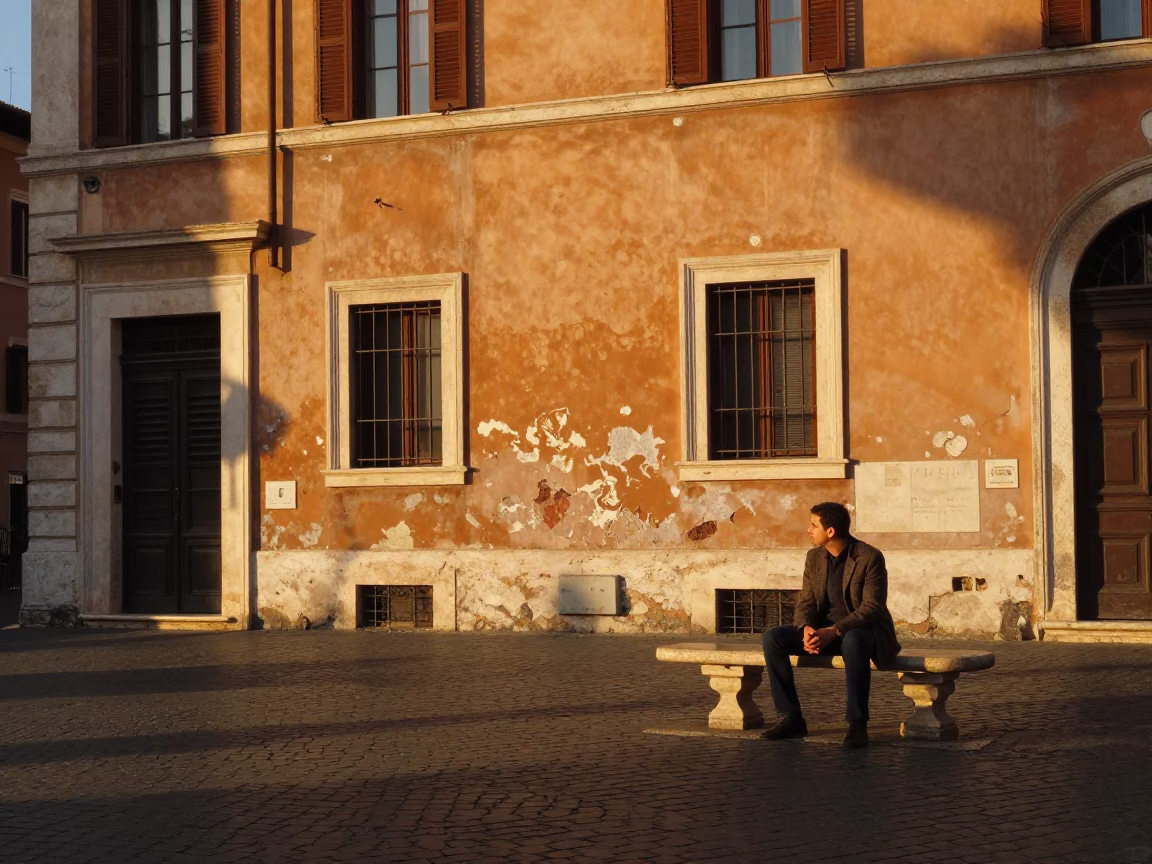 Golden Hour on Street Scene in Rome in in Rome, Italy
