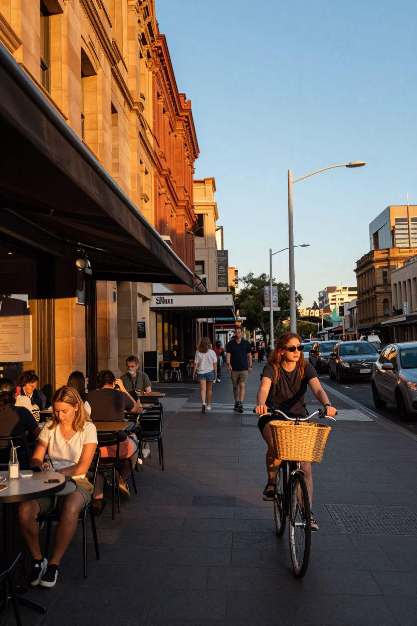 Golden Hour on Street Scene in Sydney in in Sydney, New South Wales, Australia
