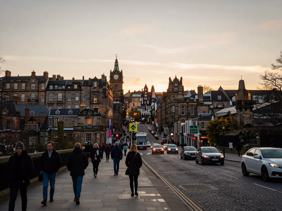 Golden Hour on Traffic in Edinburgh in in Edinburgh, United Kingdom