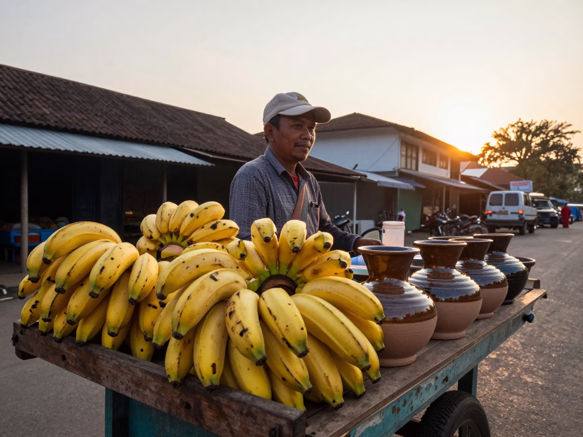 Golden Hour on Vendor Display in Yogyakarta in in Yogyakarta, Indonesia