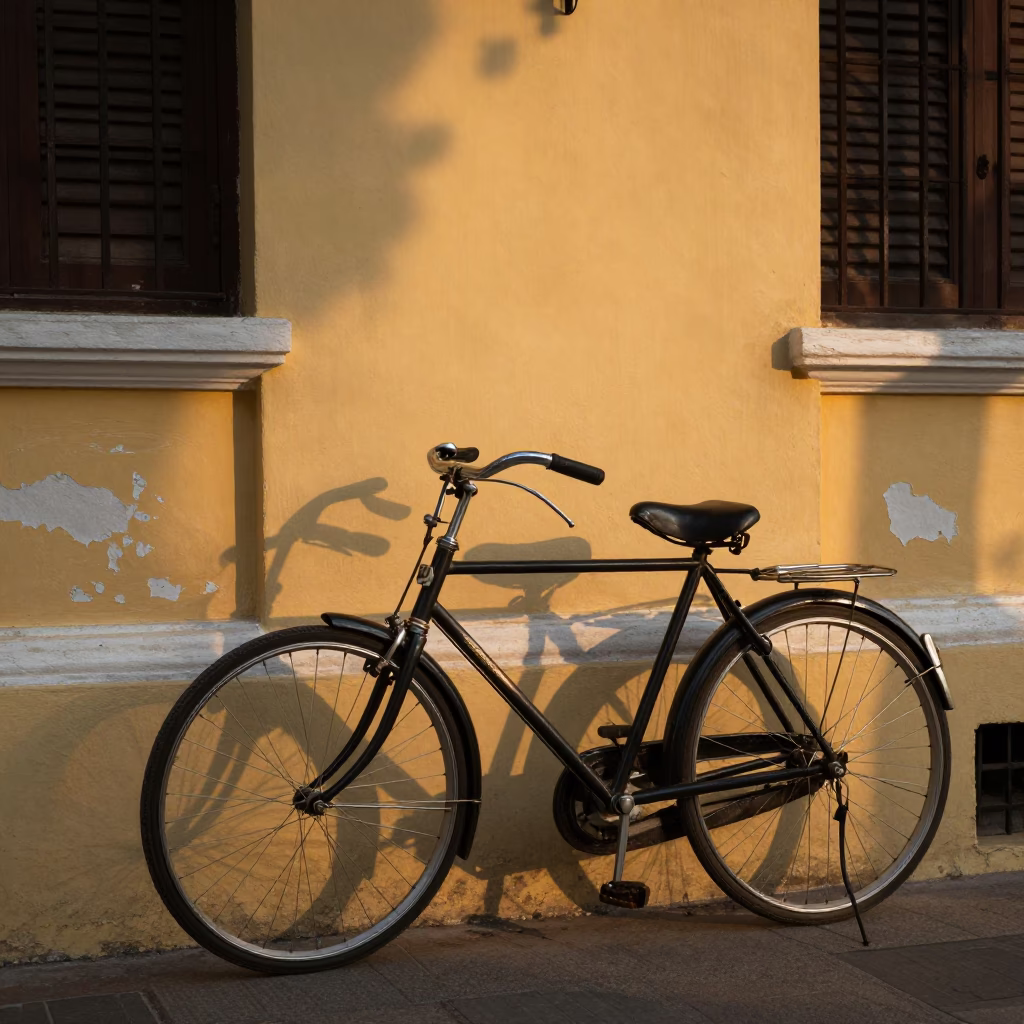 Golden Hour on Vintage Bicycle in Ho Chi Minh City in in Ho Chi Minh City, Vietnam