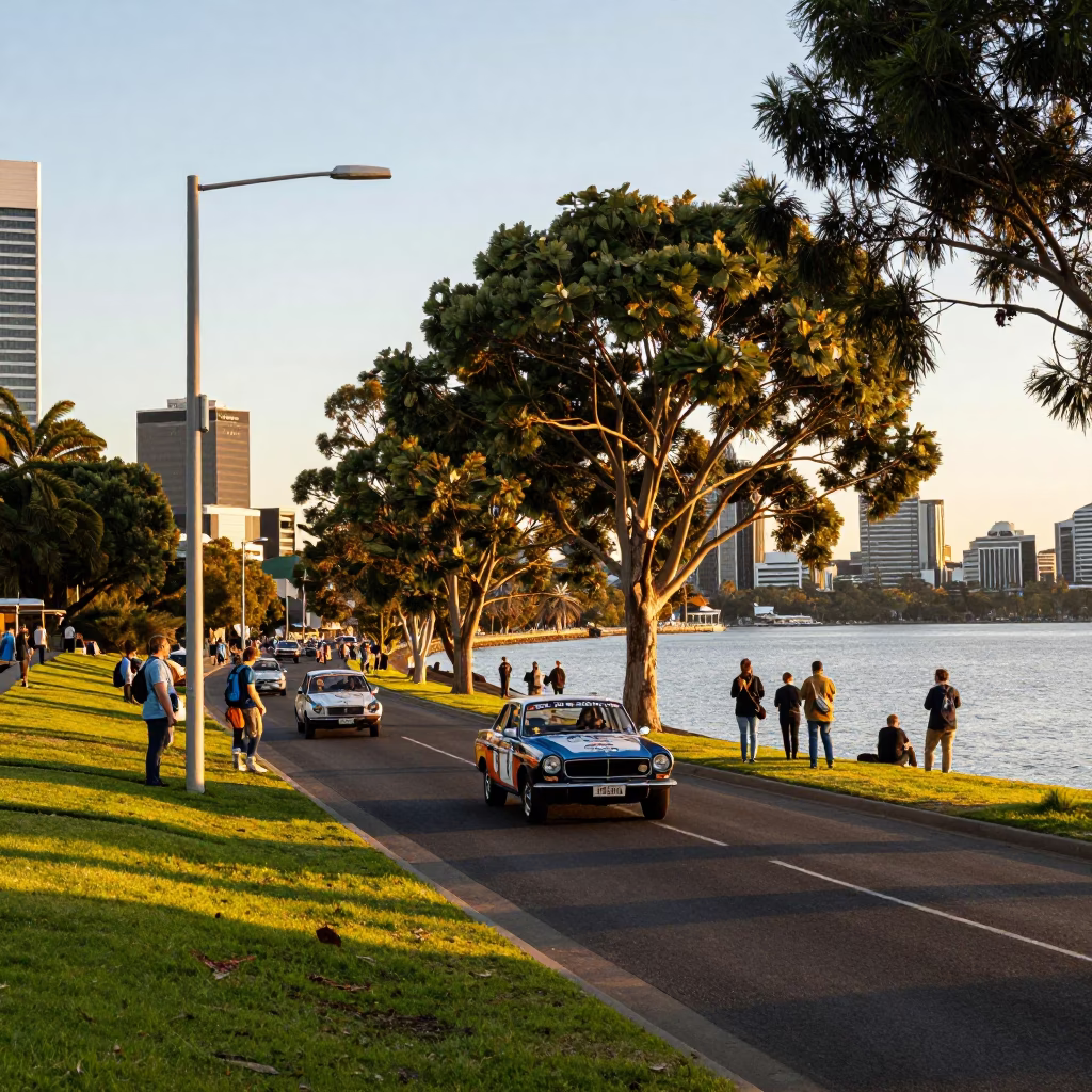Golden Hour on Waterfront in Perth in in Perth, Western Australia, Australia