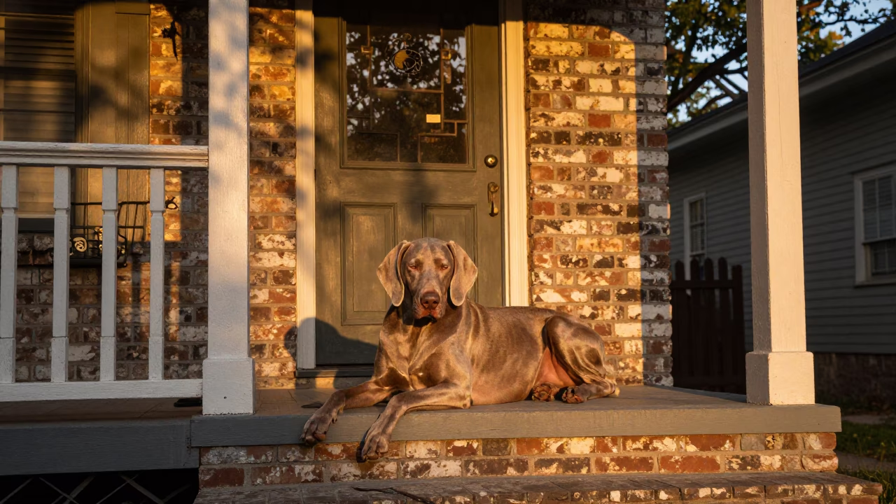Golden Hour on Weimaraner in in Nashville, Tennessee, United States