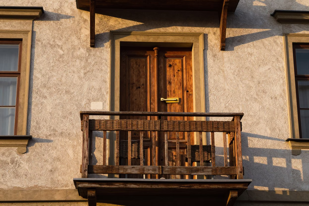 Golden Hour on Wooden Door in Krakow in in Krakow, Poland