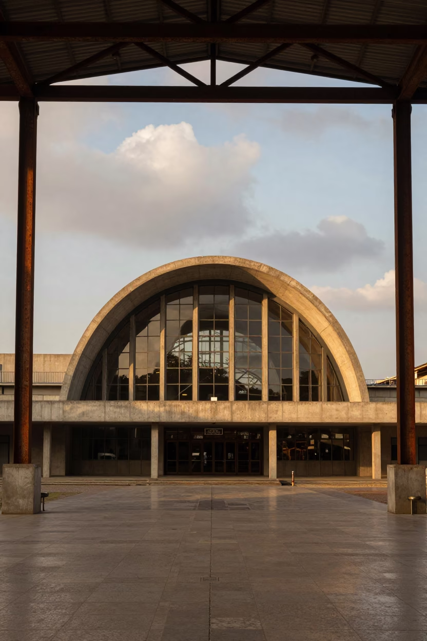 Golden Hour Opera House in Restored Train Terminal in inside a restored train terminal near Garoua
