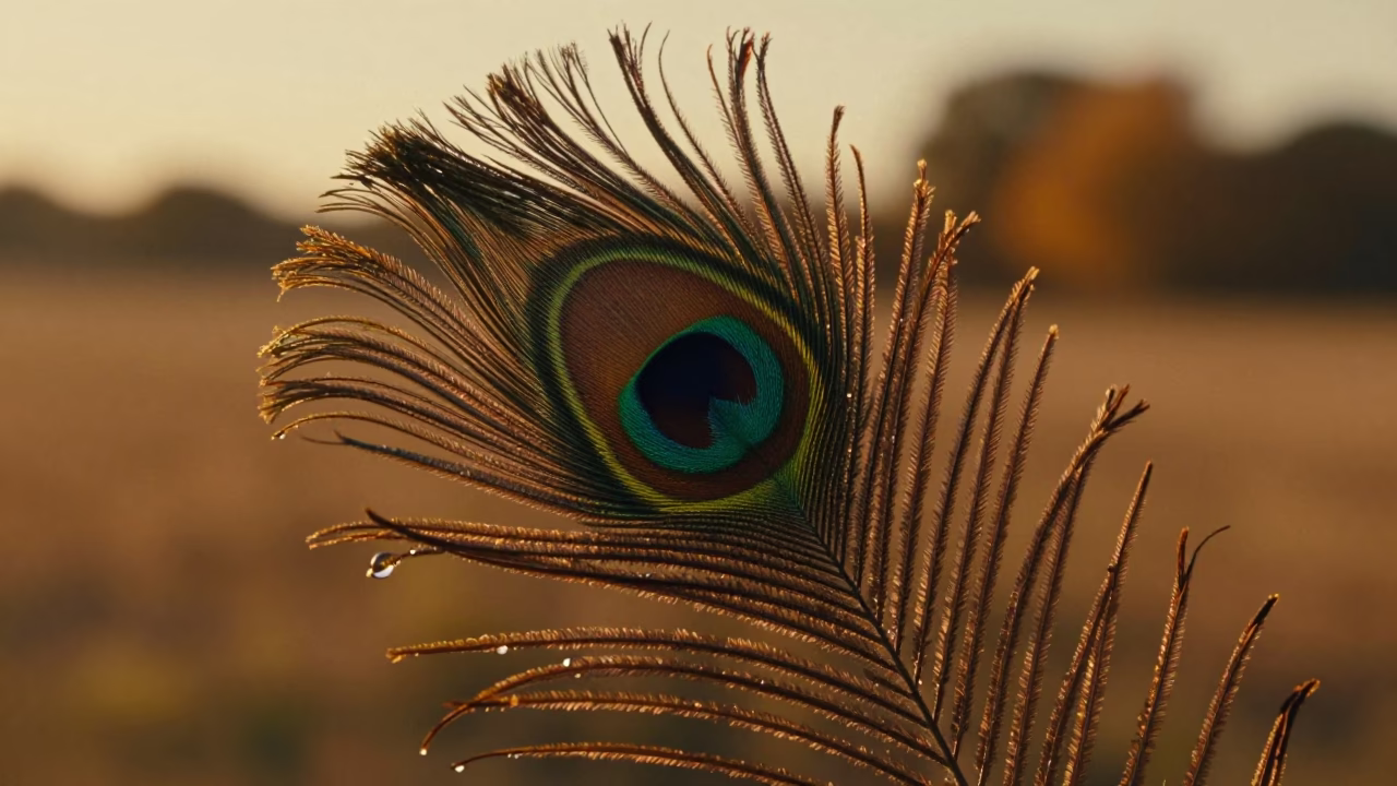Golden Hour Peacock Feather Macro Near Hama in near Hama