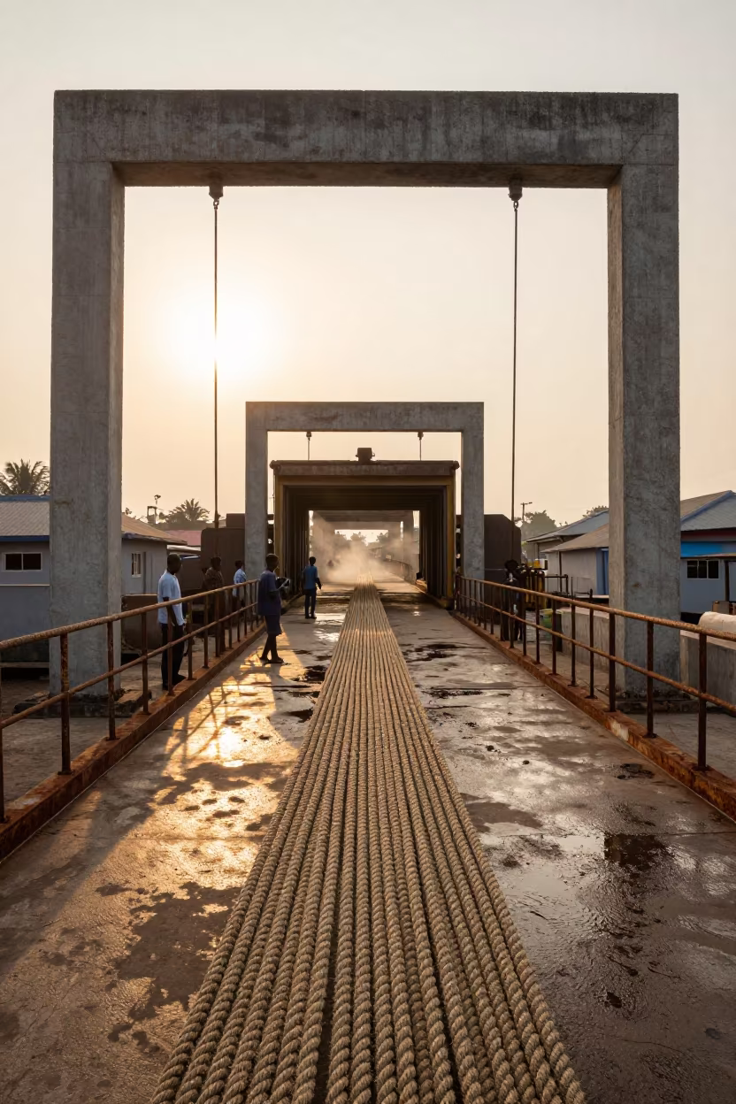 Golden Hour Rope Factory Yaba Lagos Dock in at a loading dock near Yaba, Lagos