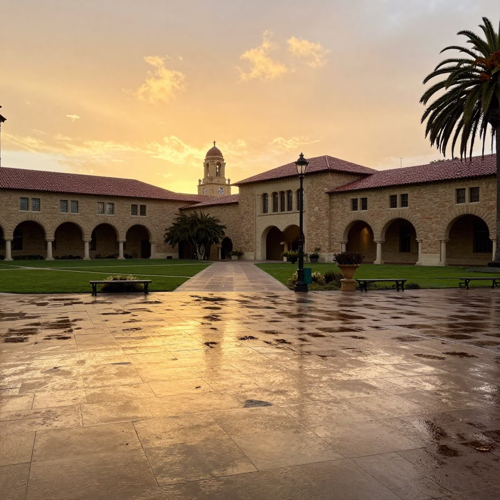 Golden Hour San Diego Street Scene With University Cloister And Ivy Vines in in San Diego, California, United States