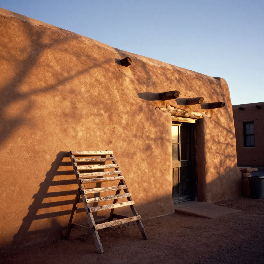 Golden Hour Santa Fe New Mexico Adobe Architecture and Street Life in in Santa Fe, New Mexico, United States