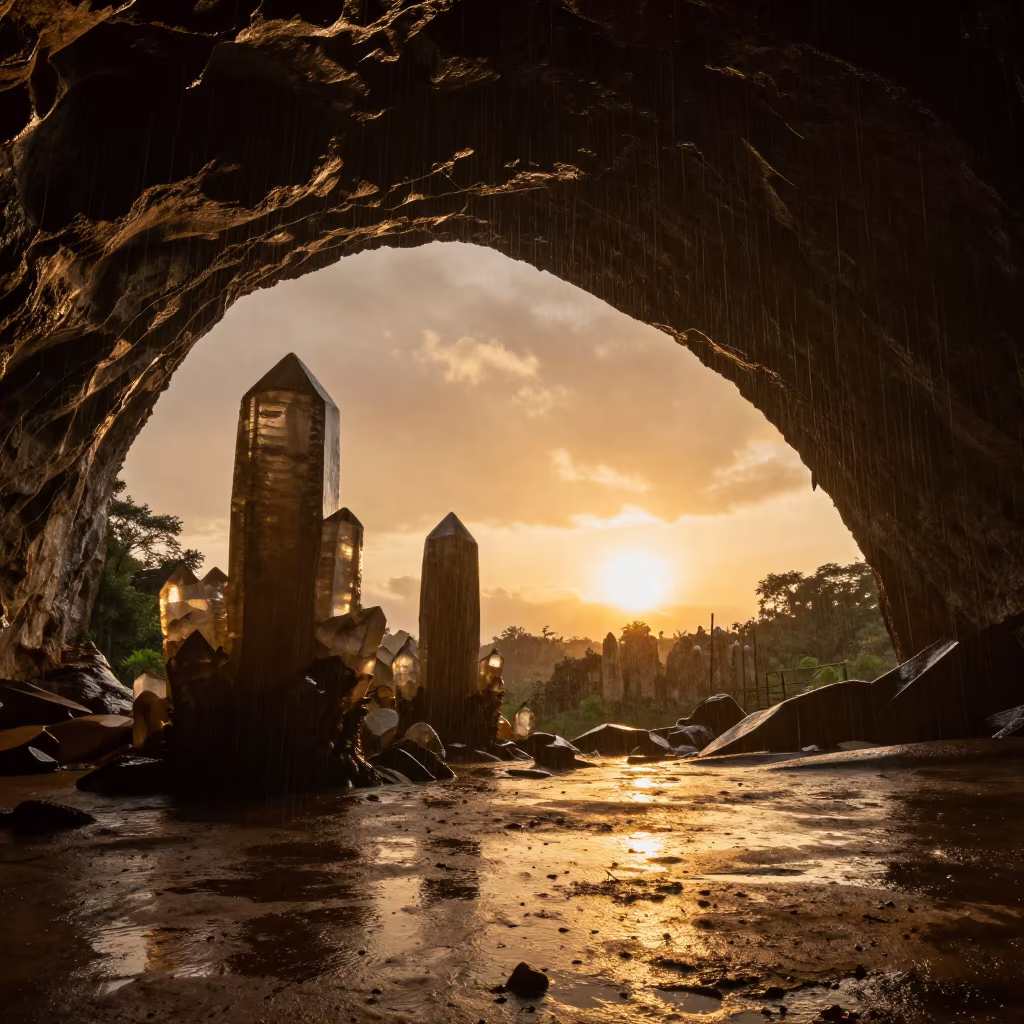 Golden Hour Silhouette Giant Crystal Cave Near Los Teques in near Los Teques