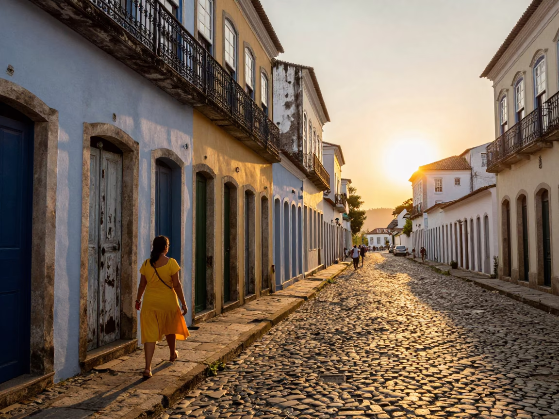 Golden Hour Street Life in Salvador Brazil with Charm Bracelet Detail in in Salvador, Brazil