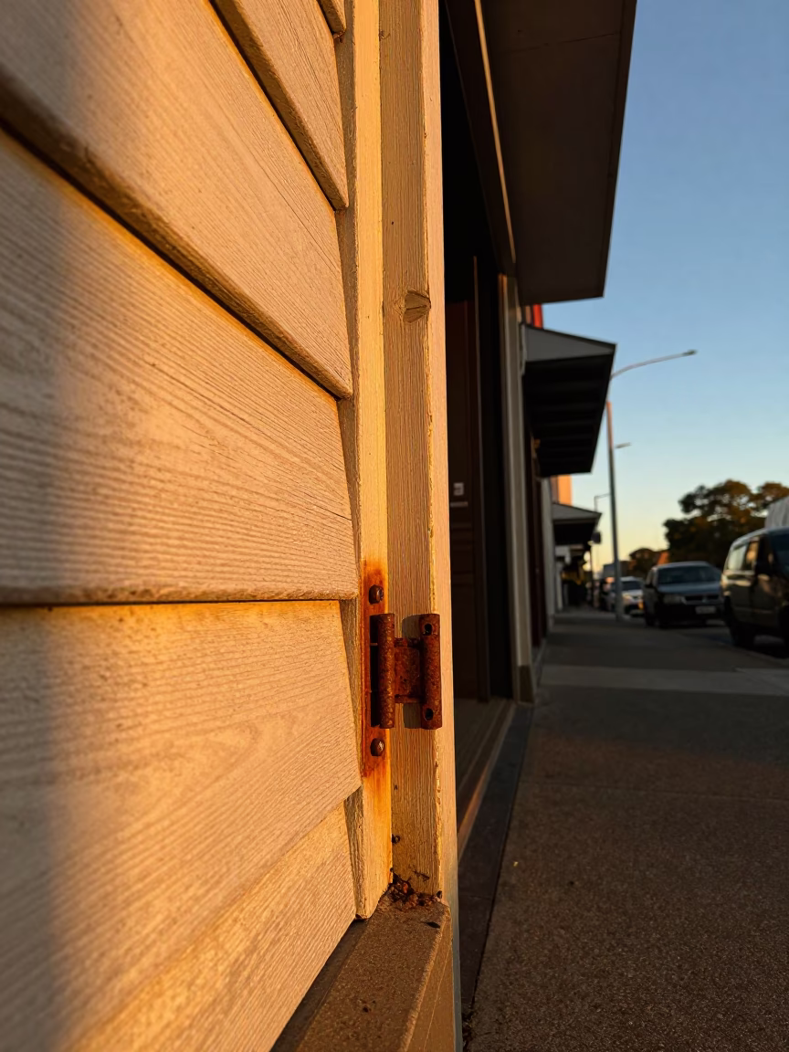 Golden Hour Street Photography in Adelaide South Australia with Rusty Hinge Detail in in Adelaide, South Australia, Australia