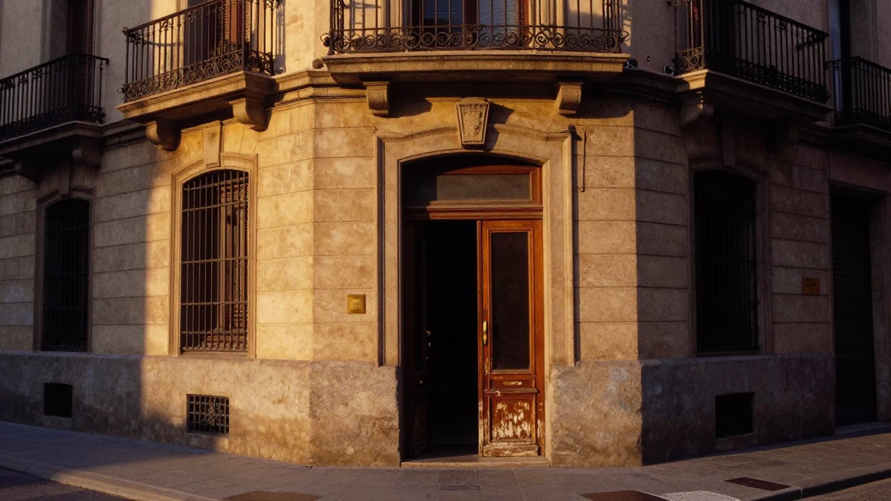 Golden Hour Street Photography in Barcelona Spain with Architectural Details in in Barcelona, Spain