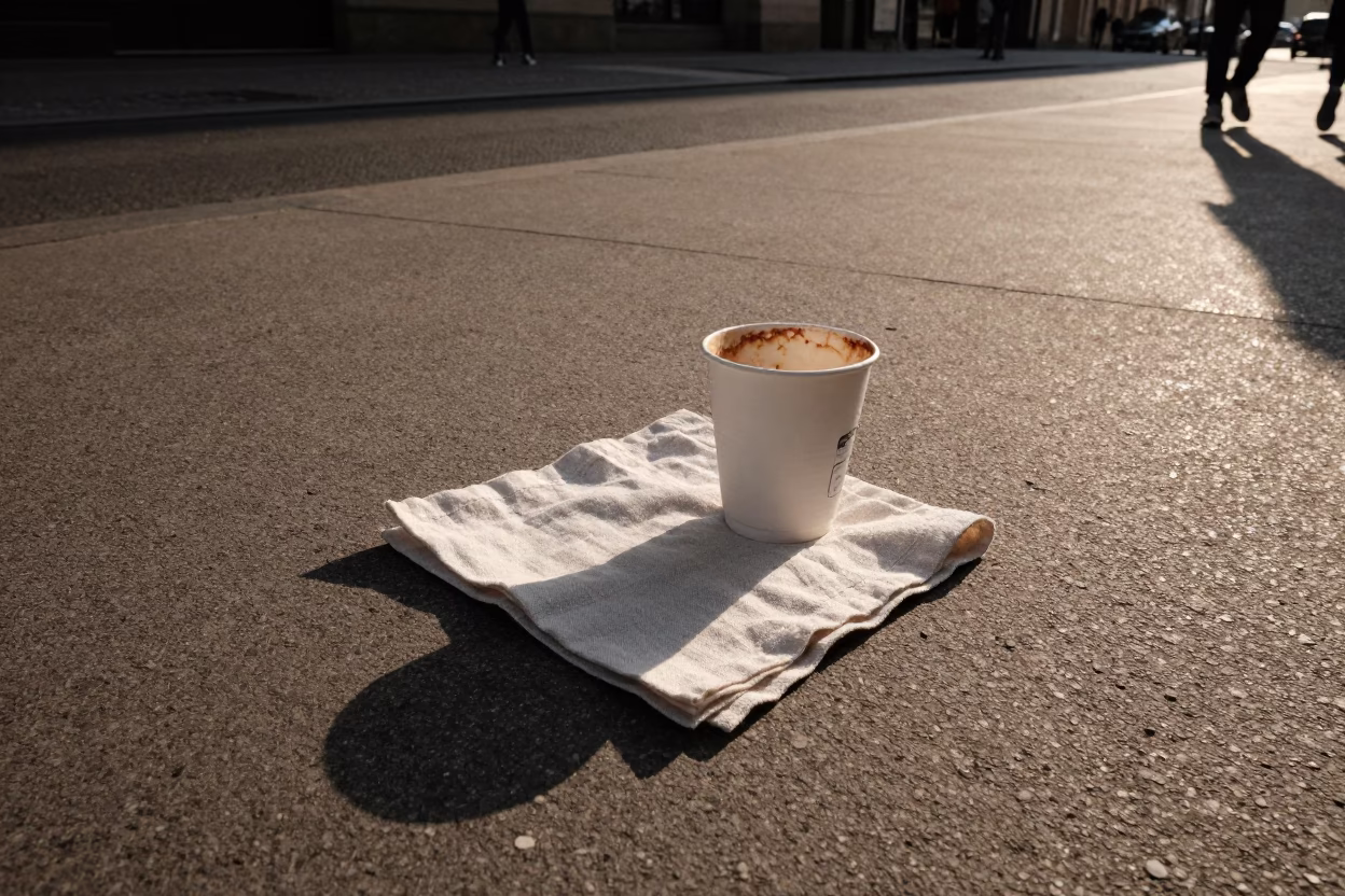 Golden Hour Street Photography in Berlin Germany with Wicker Shadow and Linen Napkin in in Berlin, Germany