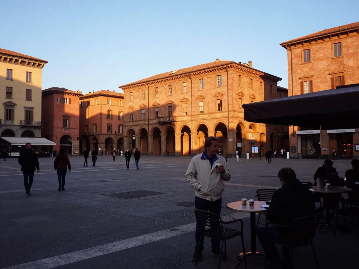 Golden Hour Street Photography in Bologna Italy Featuring Espresso and Local Life in in Bologna, Italy