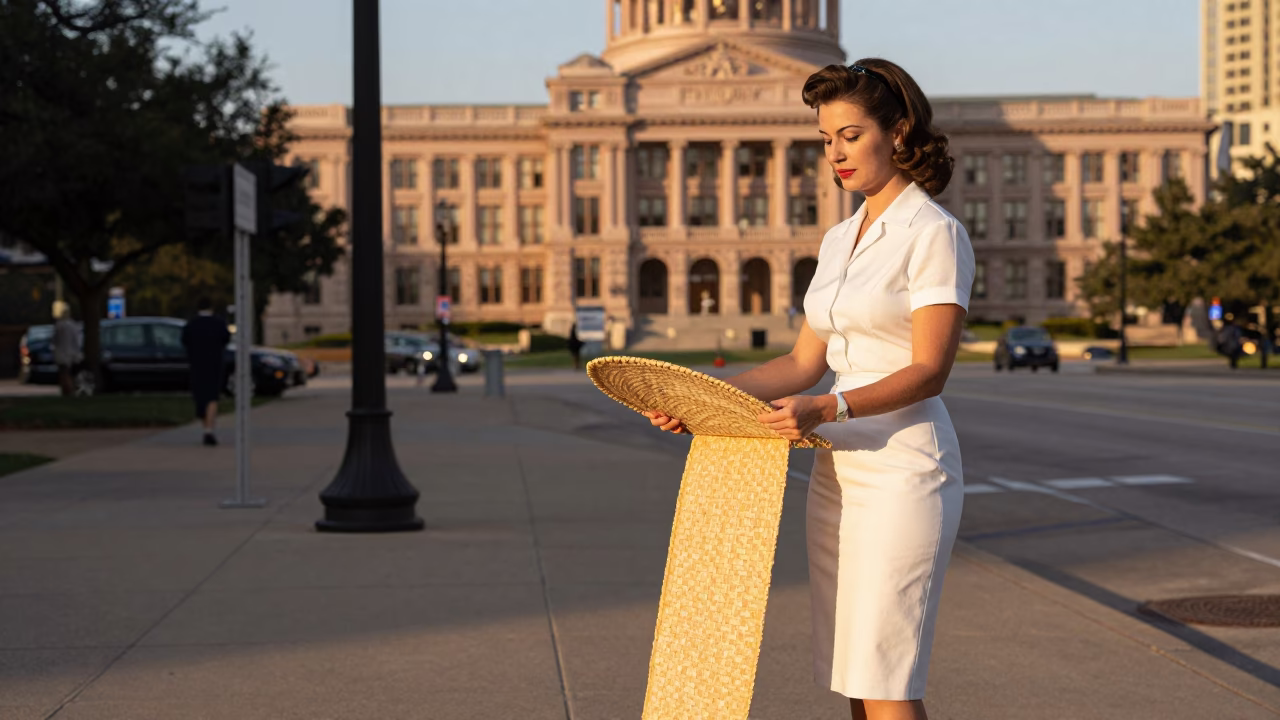 Golden Hour Street Photography of Austin Texas Vintage 1950s Fashion Scene in in Austin, Texas, United States