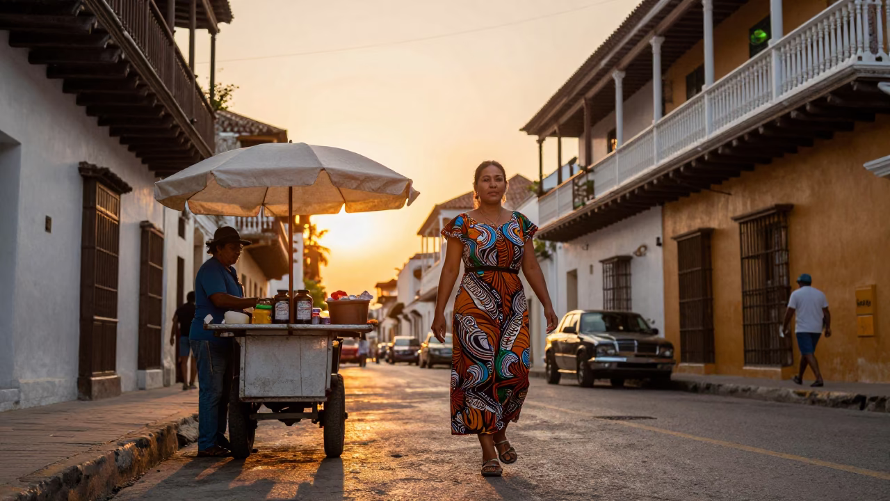 Golden Hour Street Photography of Cartagena Colombia High Fashion and Local Life in in Cartagena, Colombia