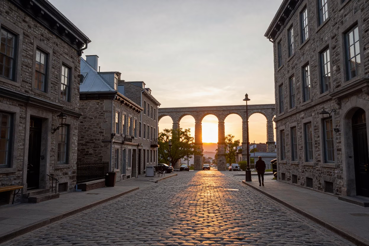 Golden Hour Street Photography of Montreal Quebec Canada Urban Scene in in Montreal, Quebec, Canada