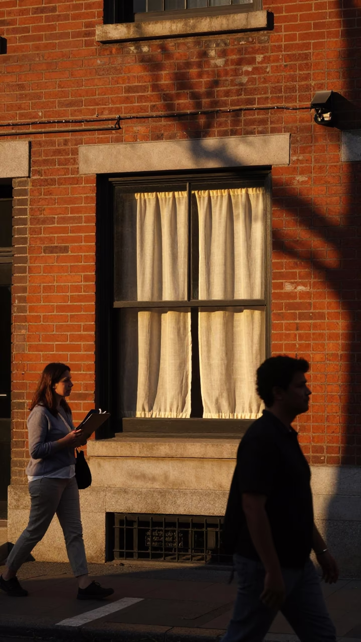 Golden Hour Street Scene in Boston Massachusetts Clipboard and Linen Curtains in in Boston, Massachusetts, United States