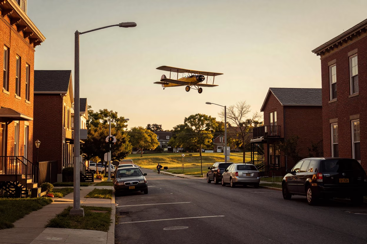 Golden Hour Street Scene in Boston Massachusetts with Bioplane and Urban Details in in Boston, Massachusetts, United States