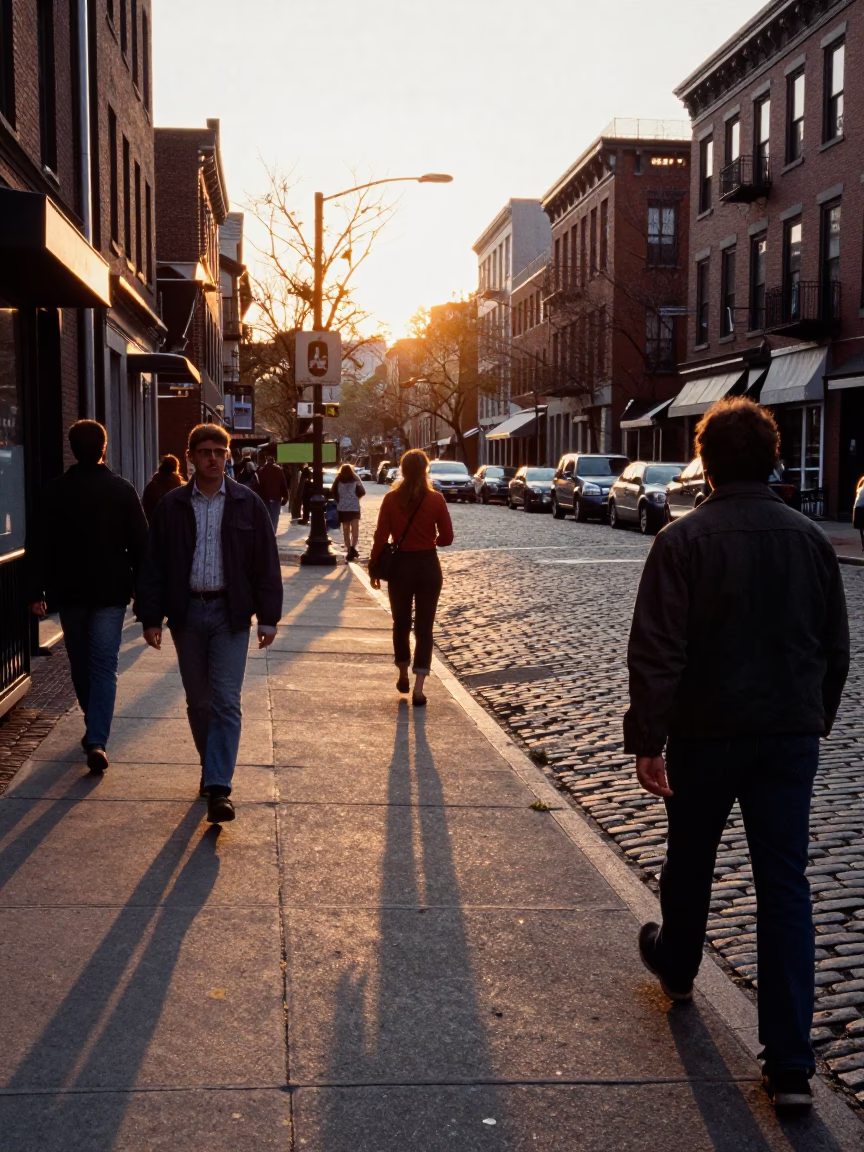 Golden Hour Street Scene in Boston Massachusetts with Local Details in in Boston, Massachusetts, United States