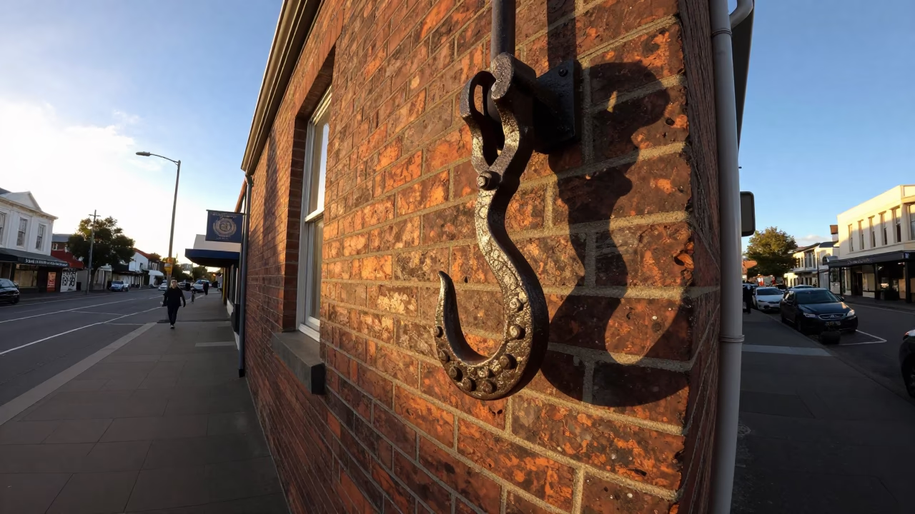Golden Hour Street Scene in Christchurch New Zealand with Vintage Elements in in Christchurch, New Zealand