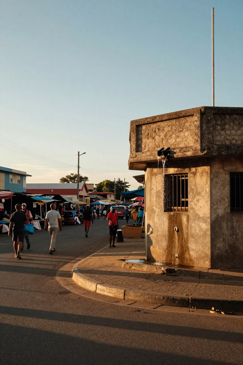 Golden Hour Street Scene in Durban South Africa with Local Market Activity in in Durban, South Africa