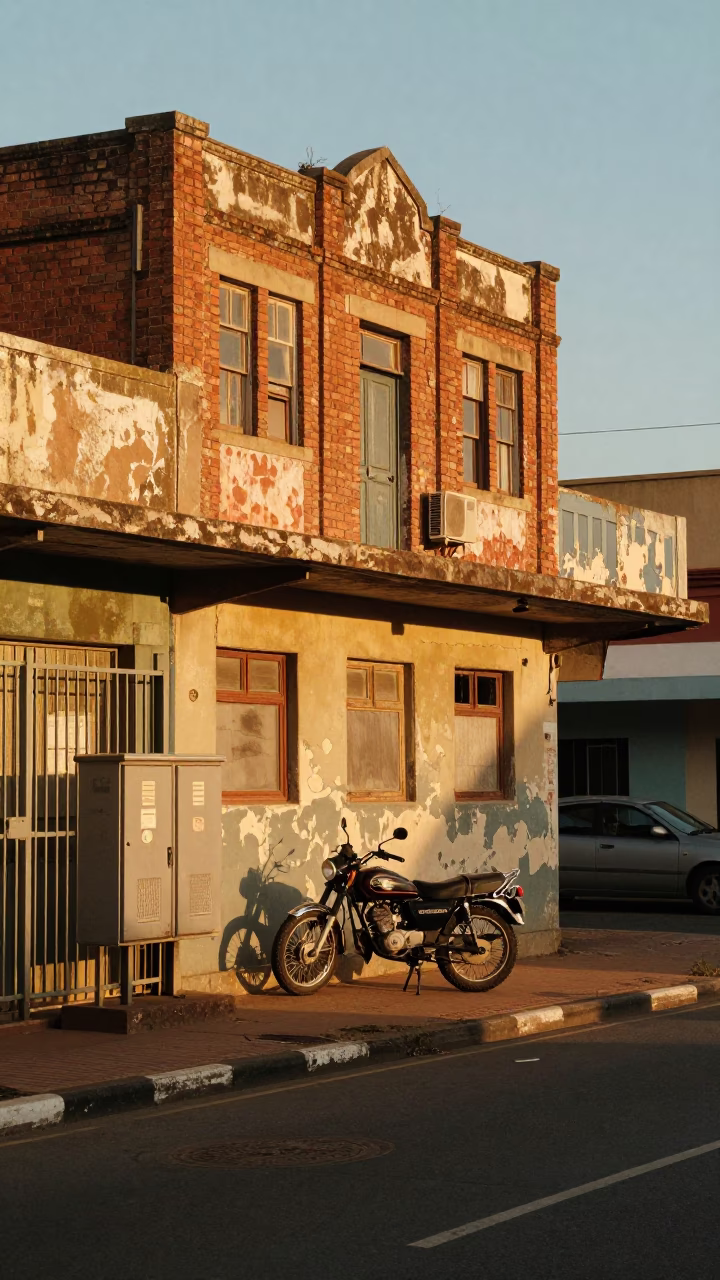Golden Hour Street Scene in Durban South Africa with Vintage 1970s Aesthetic in in Durban, South Africa
