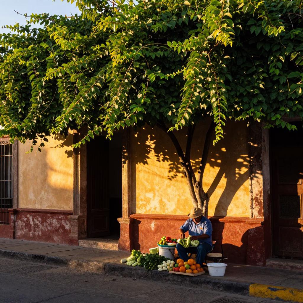 Golden Hour Street Scene in Guadalajara Mexico with Vine and Rustic Details in in Guadalajara, Mexico