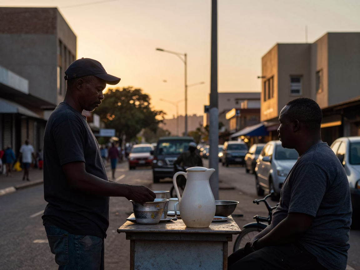 Golden Hour Street Scene in Johannesburg South Africa with Local Details in in Johannesburg, South Africa