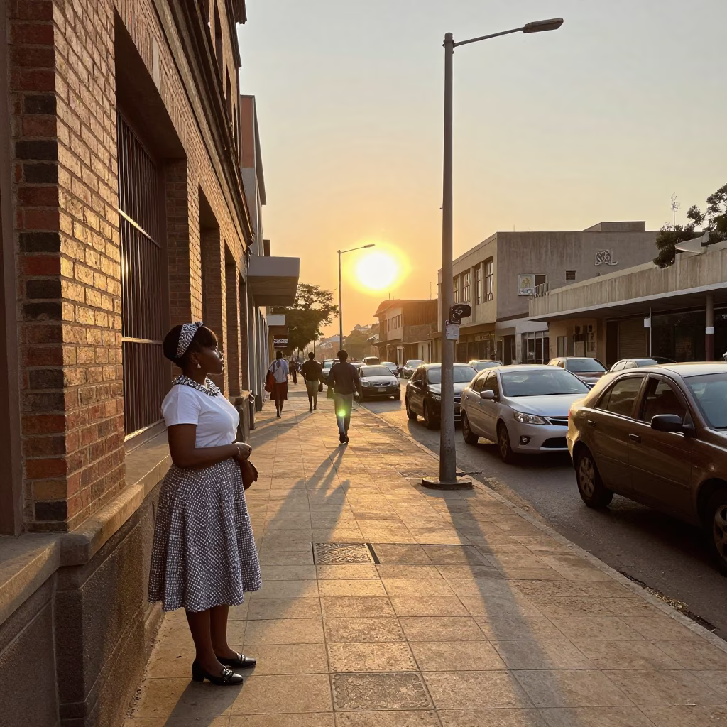 Golden Hour Street Scene in Johannesburg South Africa with Vintage Details in in Johannesburg, South Africa