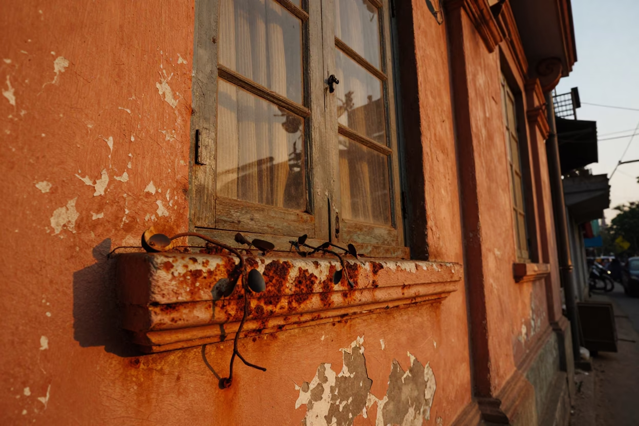 Golden Hour Street Scene in Kolkata India with Rust and Vine Details in in Kolkata, India