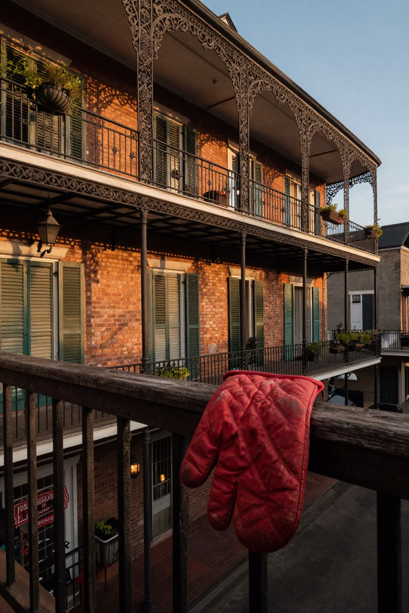 Golden Hour Street Scene in New Orleans Louisiana with Vintage Details in in New Orleans, Louisiana, United States