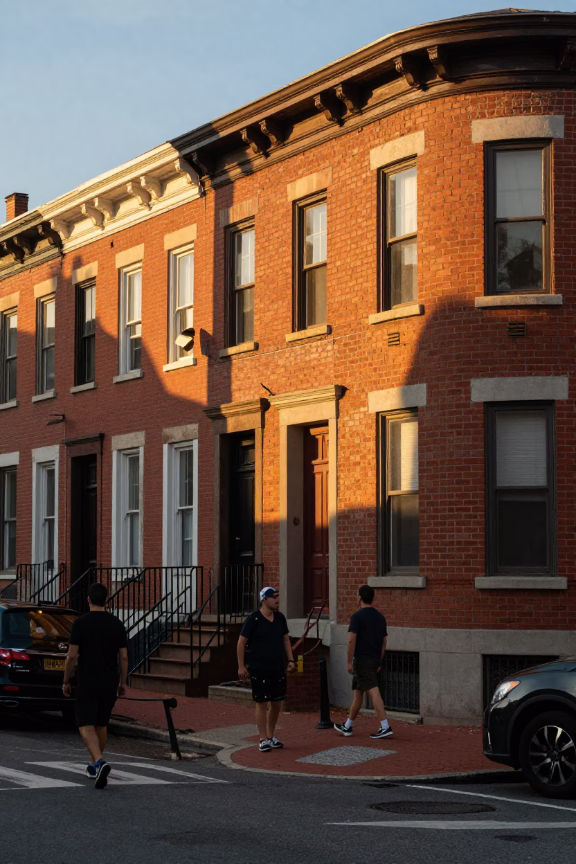 Golden Hour Street Scene in Philadelphia with Vintage Details in in Philadelphia, Pennsylvania, United States
