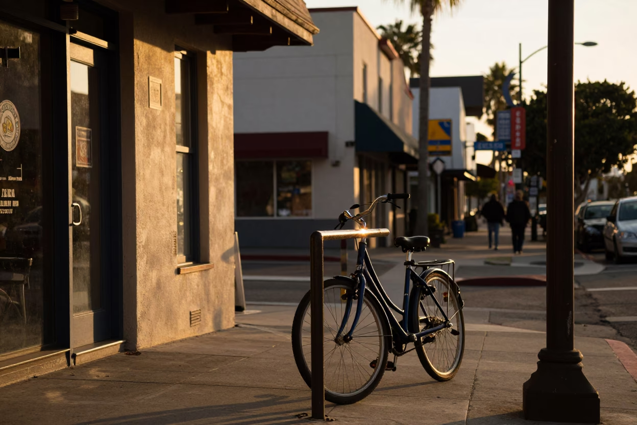 Golden Hour Street Scene in San Diego California with Local Details in in San Diego, California, United States