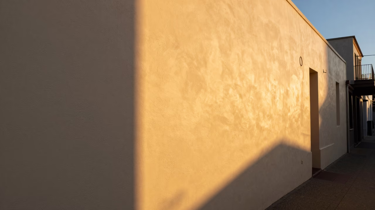 Golden Hour Sunlight Striking Plaster Wall in Perth Western Australia Street Scene in in Perth, Western Australia, Australia