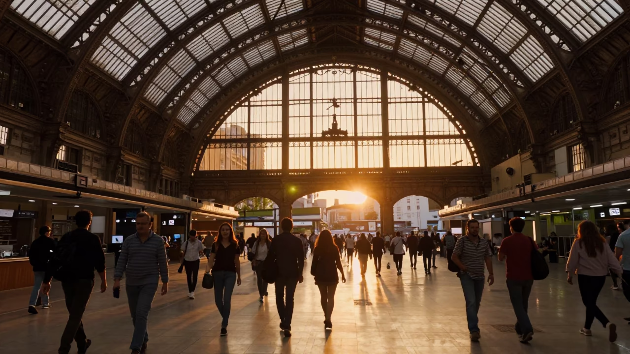 Golden Hour Sunset at Retiro Railway Station in Buenos Aires Argentina in in Buenos Aires, Argentina