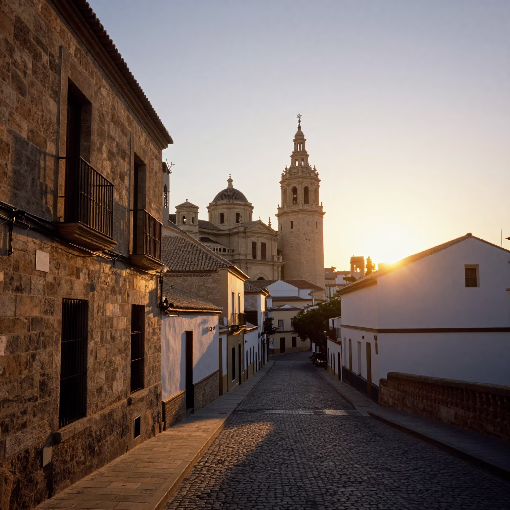 Golden Hour Sunset Over Valencia's Historic Center with Traditional Architecture in in Valencia, Spain