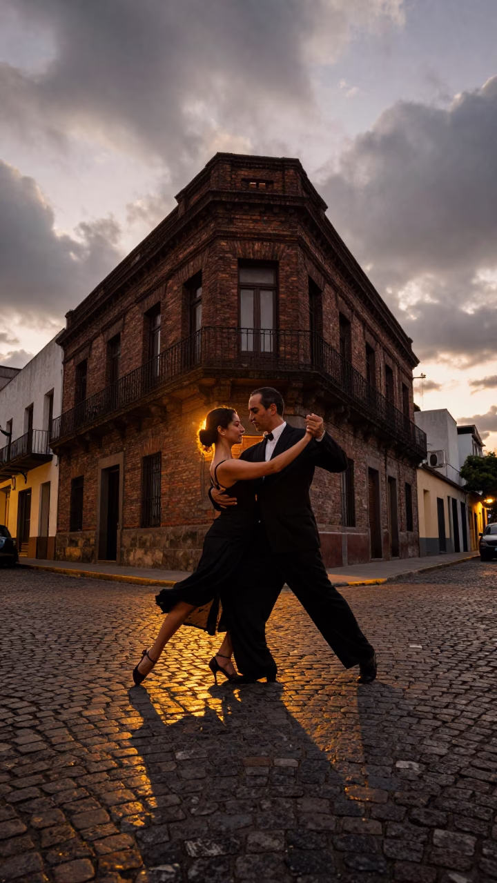 Golden Hour Tango Embrace in San Telmo Buenos Aires in in San Telmo, Buenos Aires