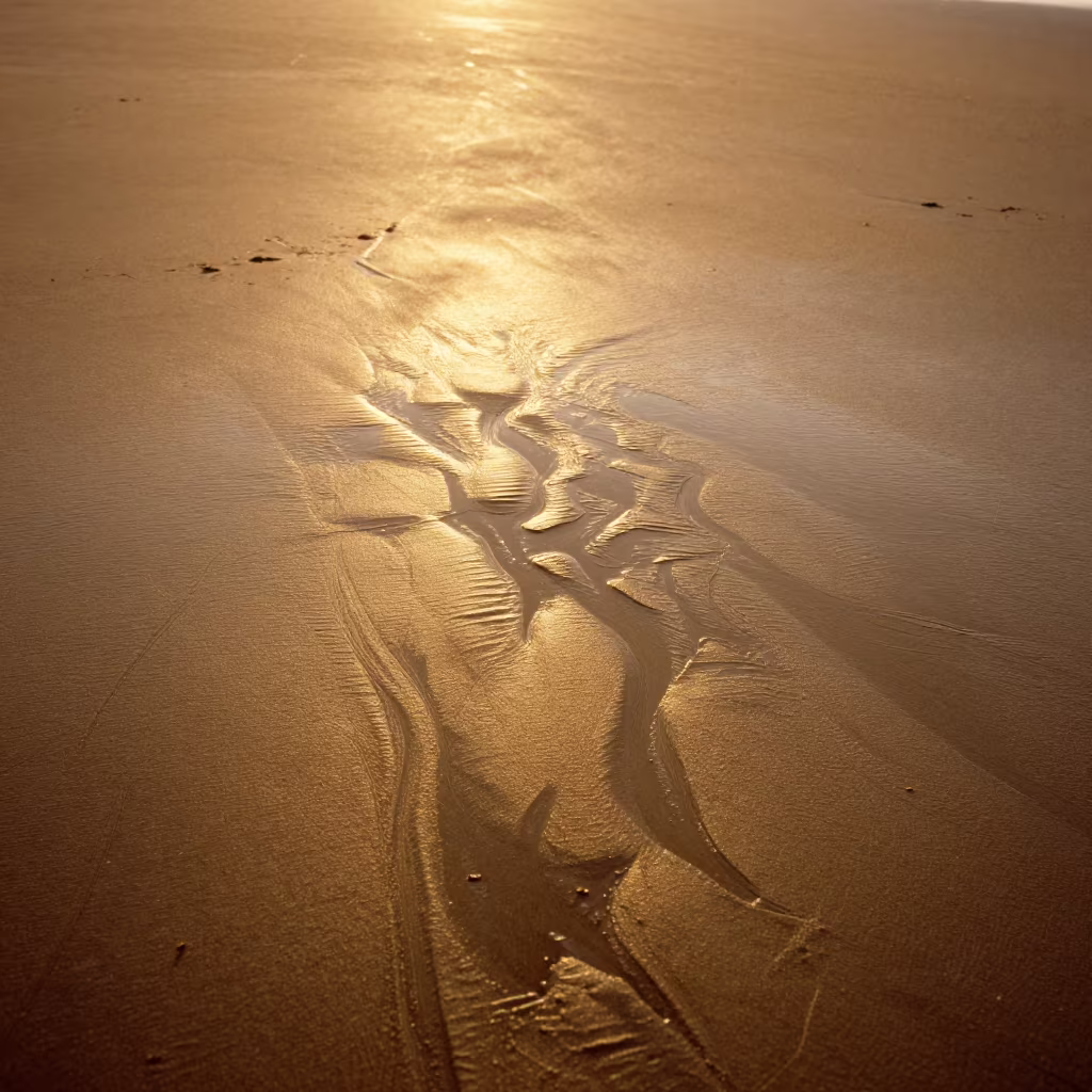 Golden Hour Tide Patterns on Wet Sand in inside a vaulted atrium in Dijon