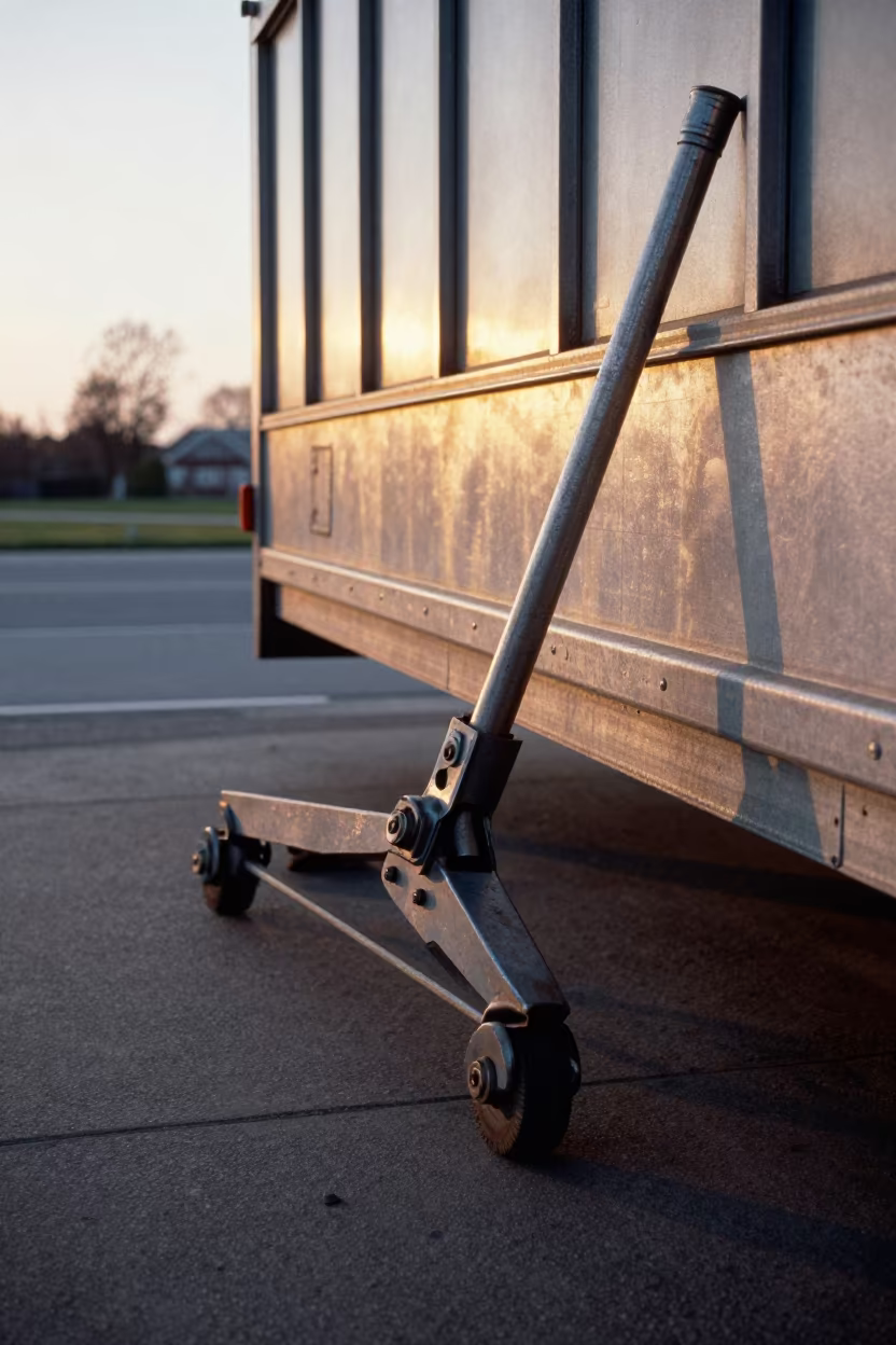Golden Hour Trailer Jack Crank Bin Peterborough in inside a cross-dock lane in Peterborough