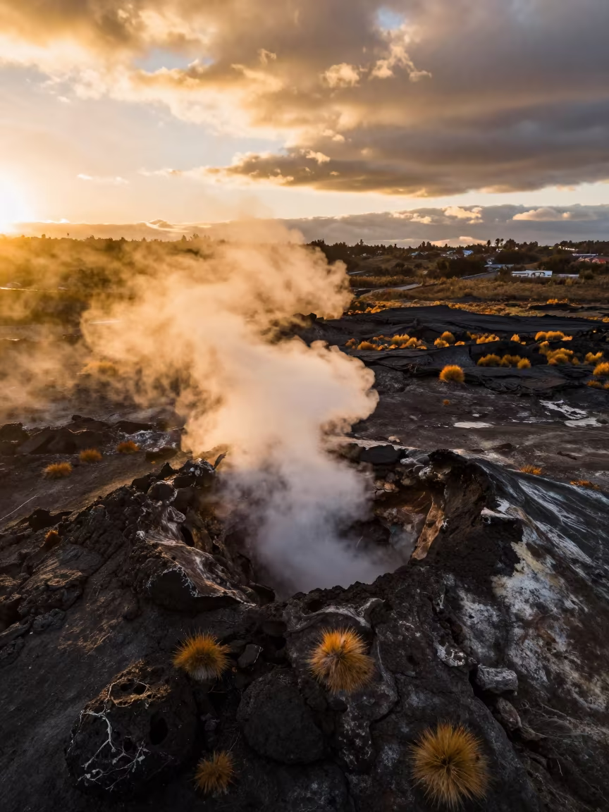 Golden Hour Volcanic Fumarole Near Quito in near Quito
