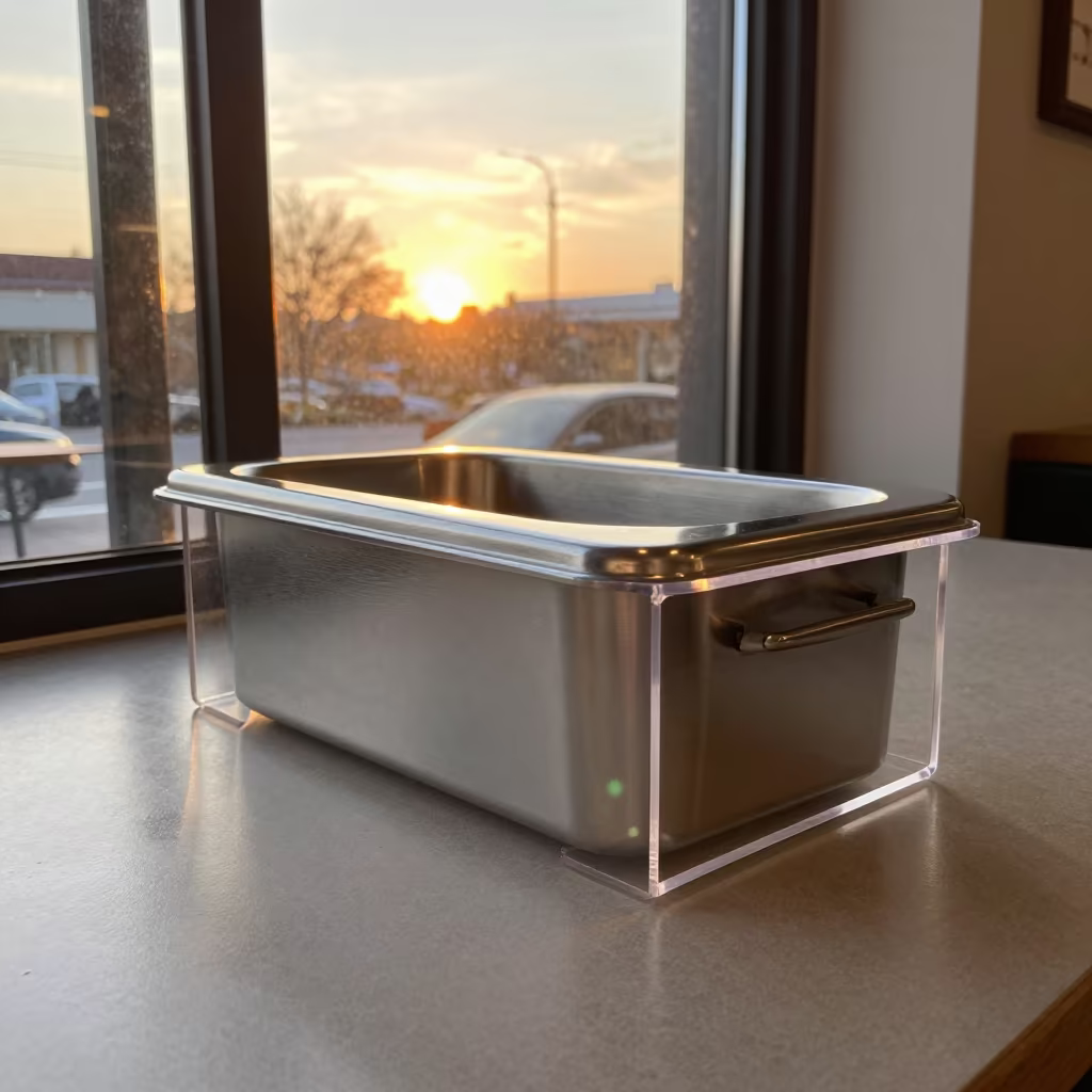 Golden Hour Wash Bin for Dog Treats in on a cafe table by a window near Taiyuan