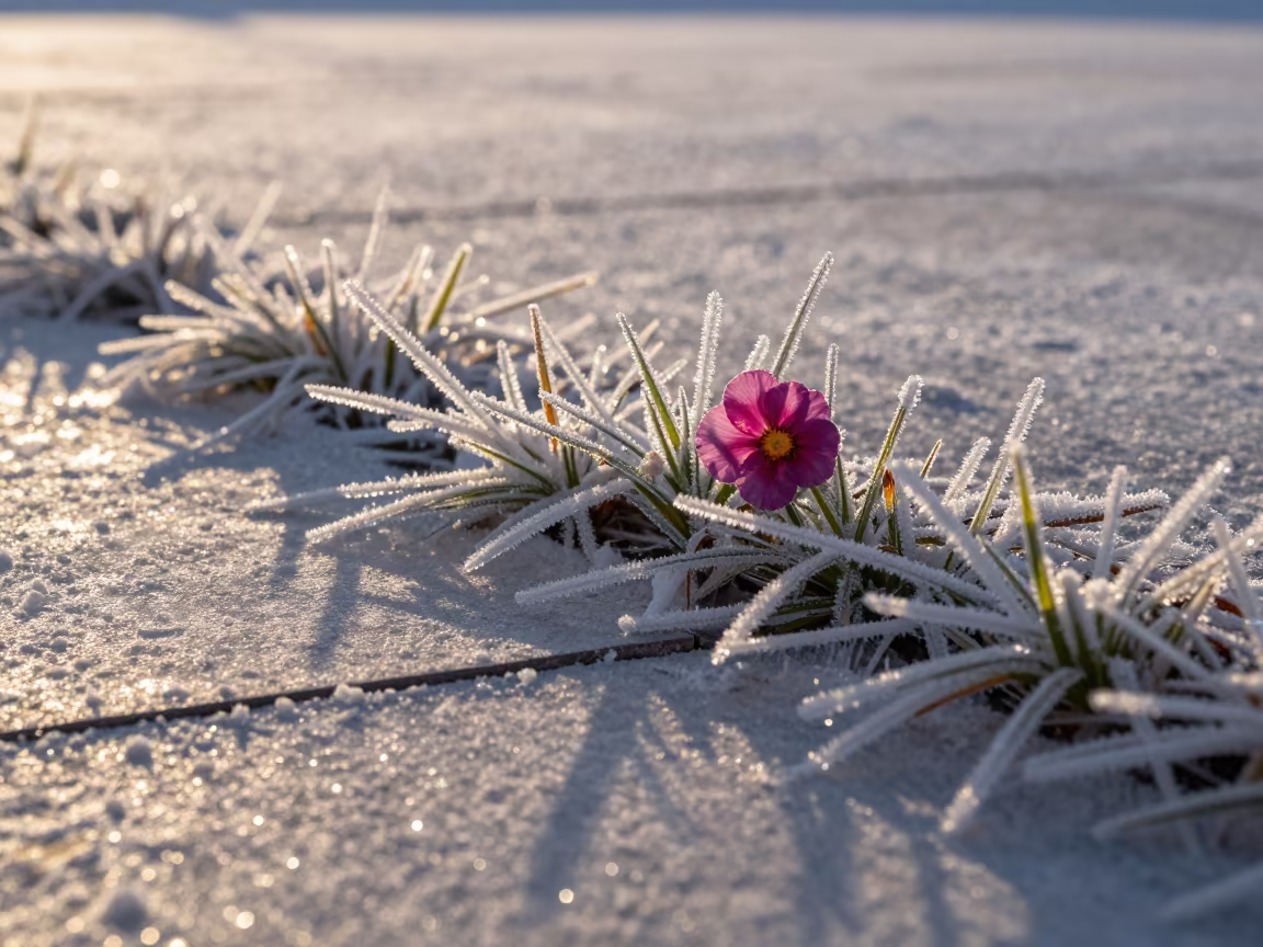Golden Ice Needles on Sapporo Salt Pan Rim in on salt crystals along a pan rim in Sapporo