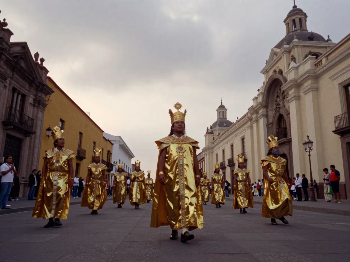 Golden Inca Regalia in Lima Dawn Ceremony Hall in in a ceremonial hall in Centro Historico, Lima