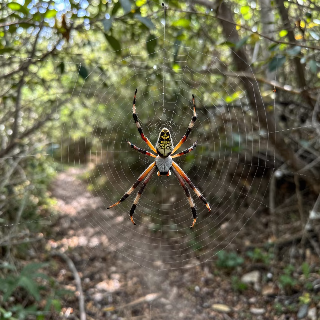 Golden Orb Weaver in Late Summer Armenia in along a game trail in Armenia