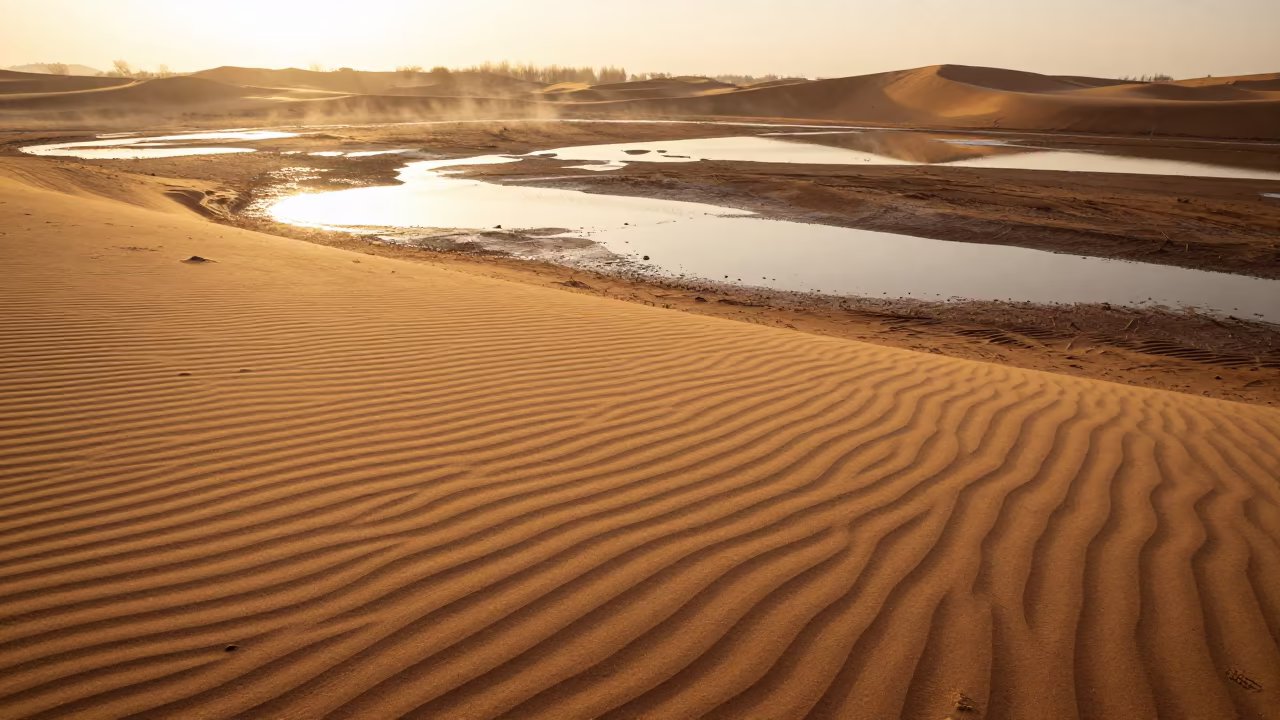 Golden Sand Ripples Floodplain Kunming in across a floodplain after rain near Kunming